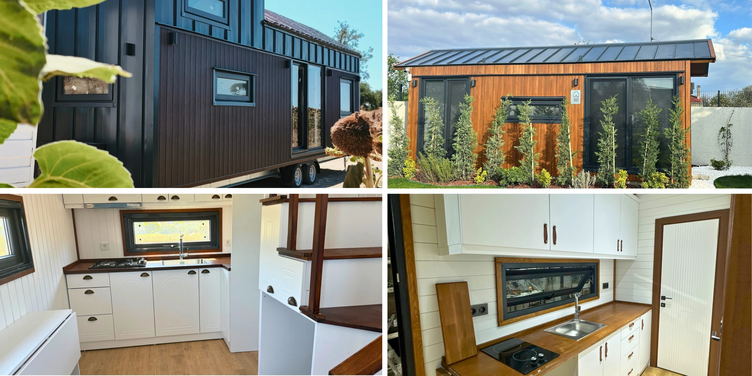 Tiny House iç ve dış mekan görselleri – loft ve tek katlı modeller